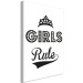 Canvas Art Print Girls Rule (1-part) - Black and White Graphic Design 114718 additionalThumb 2