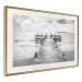 Wall Poster Concrete pier - black and white seascape with view of sea waves 114918 additionalThumb 2