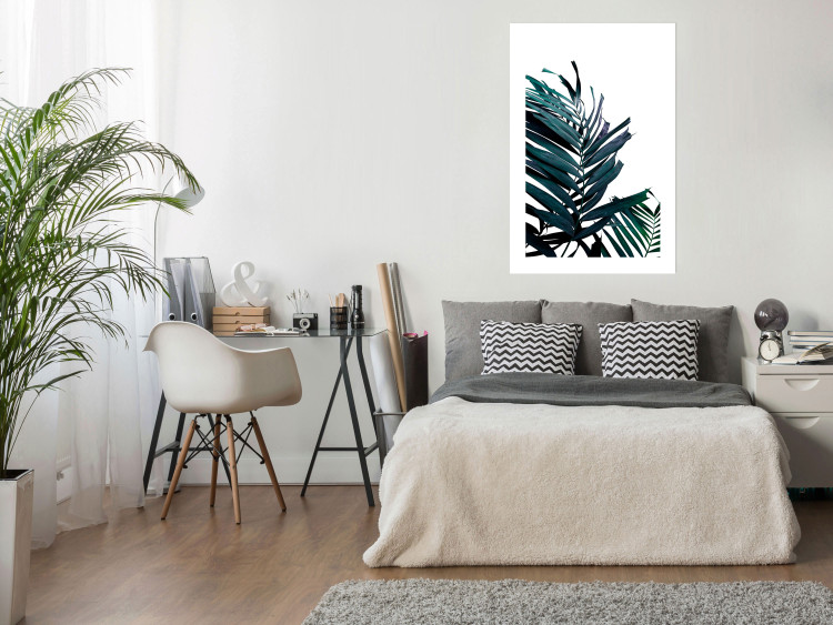 Wall Poster Emerald leaves - white background and tropical palm in green 115118 additionalImage 12