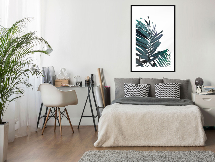 Wall Poster Emerald leaves - white background and tropical palm in green 115118 additionalImage 12