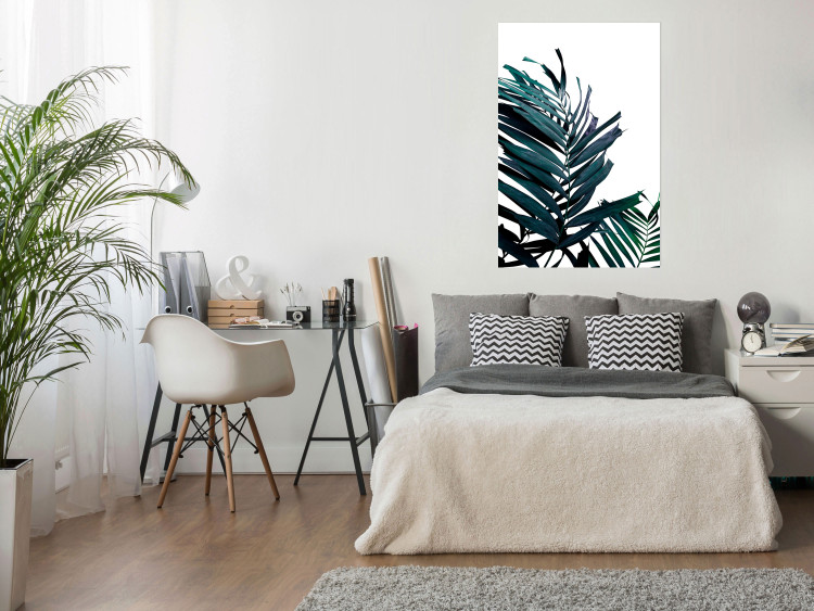 Wall Poster Emerald leaves - white background and tropical palm in green 115118 additionalImage 17