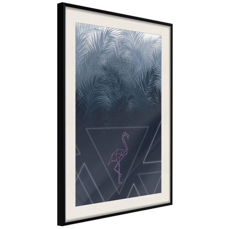 Poster Geometric Bird - abstraction with a flamingo and dark-colored leaves 115318 additionalImage 13