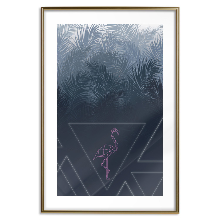 Poster Geometric Bird - abstraction with a flamingo and dark-colored leaves 115318 additionalImage 16