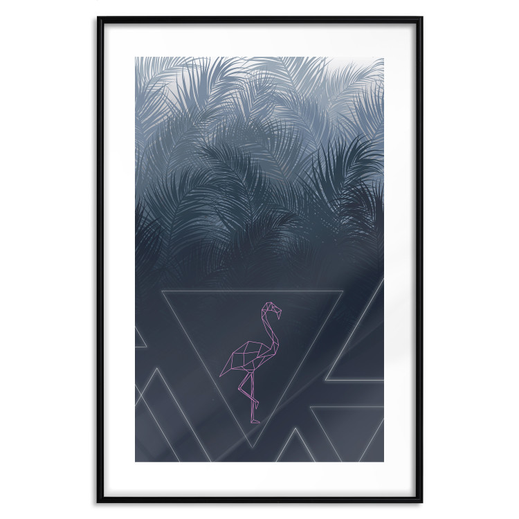 Poster Geometric Bird - abstraction with a flamingo and dark-colored leaves 115318 additionalImage 15