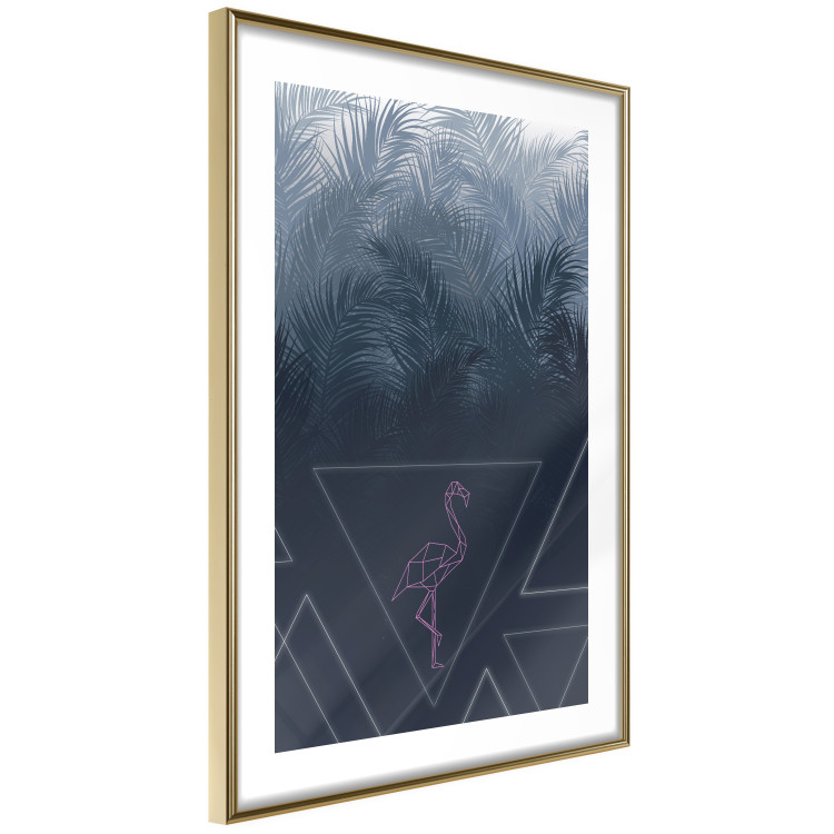 Poster Geometric Bird - abstraction with a flamingo and dark-colored leaves 115318 additionalImage 5