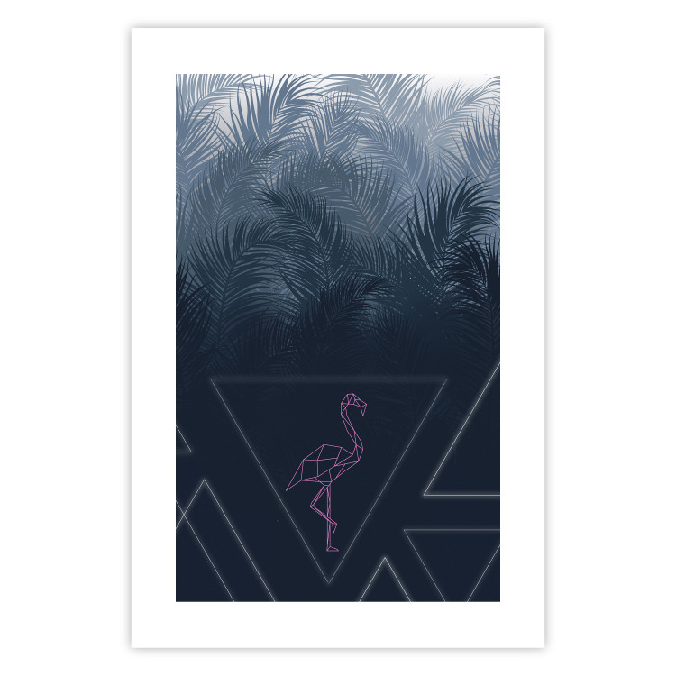 Poster Geometric Bird - abstraction with a flamingo and dark-colored leaves 115318 additionalImage 19