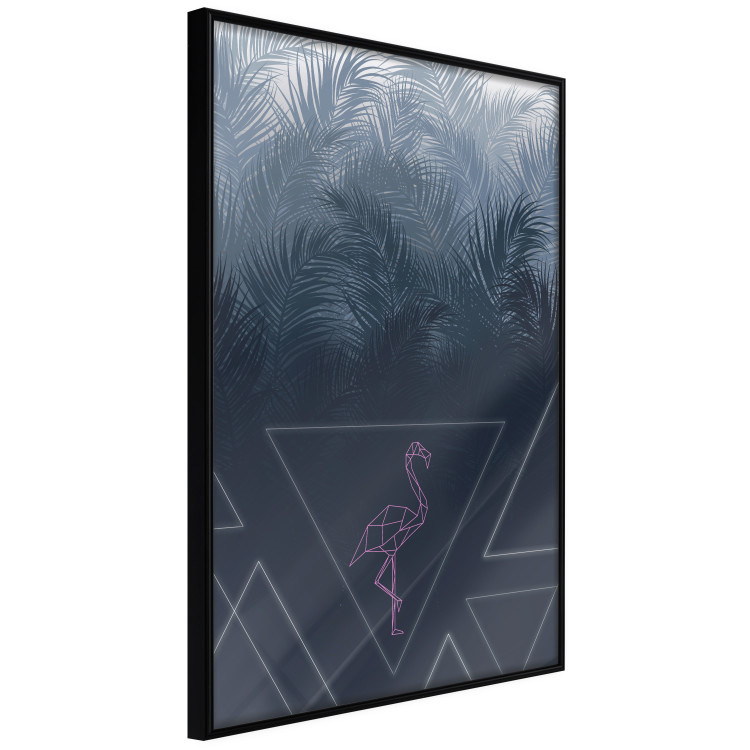 Poster Geometric Bird - abstraction with a flamingo and dark-colored leaves 115318 additionalImage 4