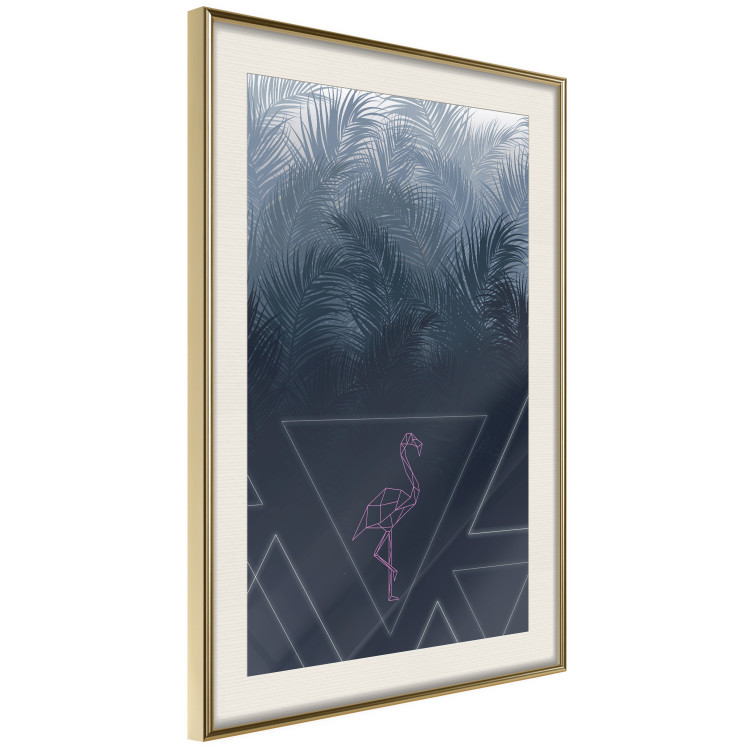 Poster Geometric Bird - abstraction with a flamingo and dark-colored leaves 115318 additionalImage 14