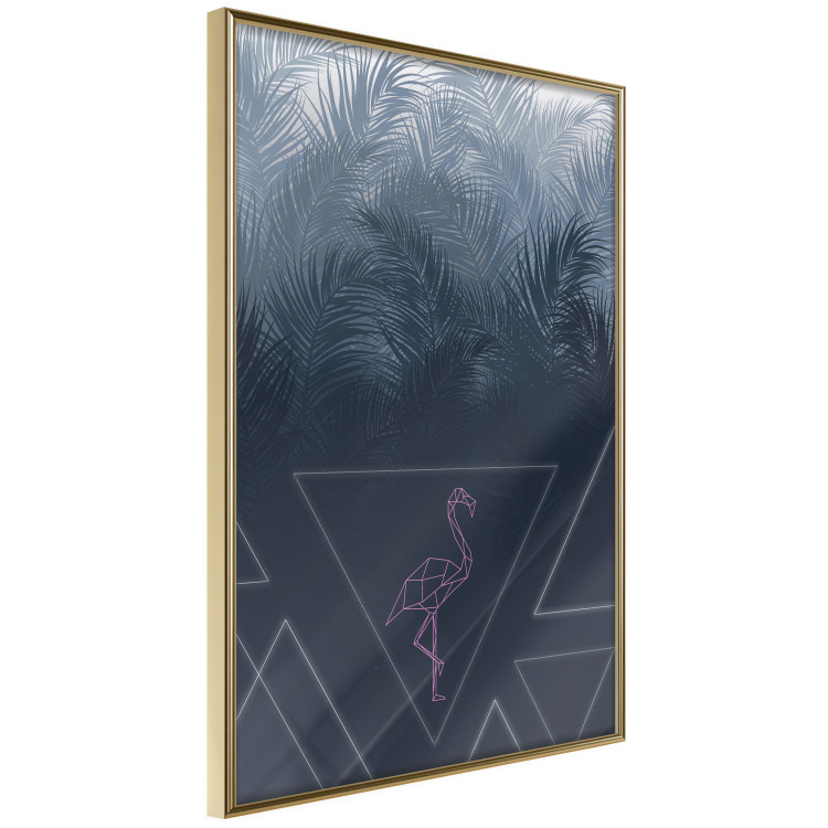 Poster Geometric Bird - abstraction with a flamingo and dark-colored leaves 115318 additionalImage 2
