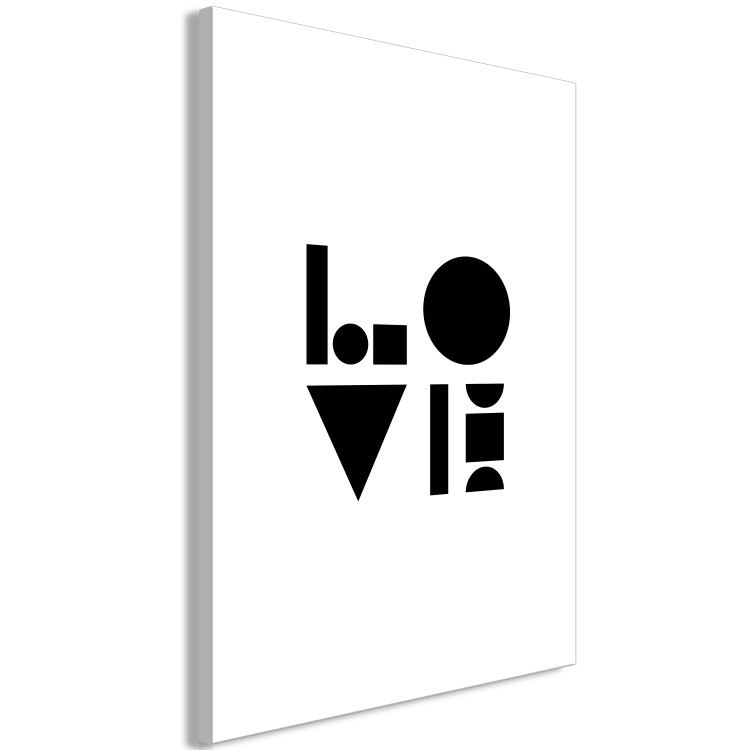 Canvas Art Print Geometric love - black minimalistic word LOVE on a white background 122918 additionalImage 2