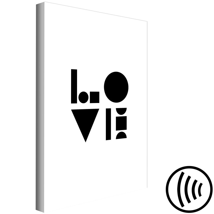 Canvas Art Print Geometric love - black minimalistic word LOVE on a white background 122918 additionalImage 6