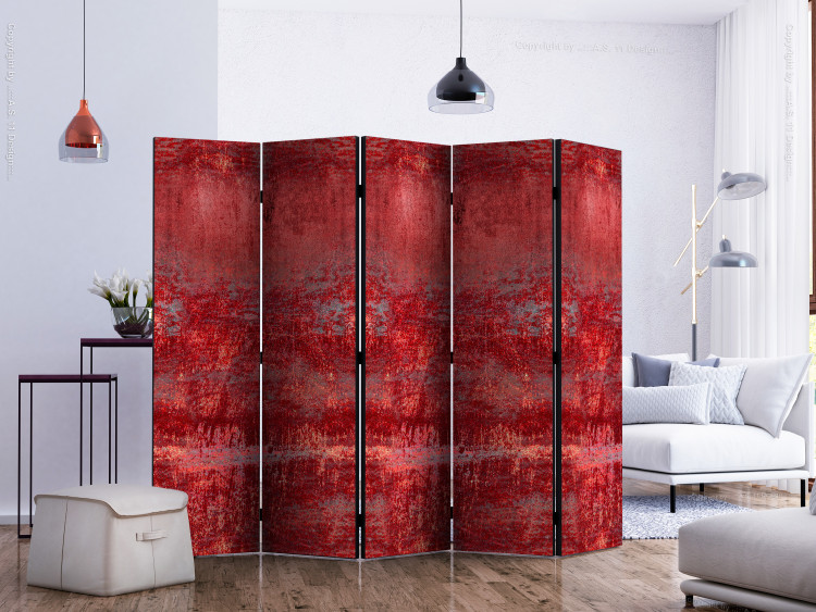 Room Divider Screen Carmine Concert II - metal texture on a red background in a retro style 123018 additionalImage 2