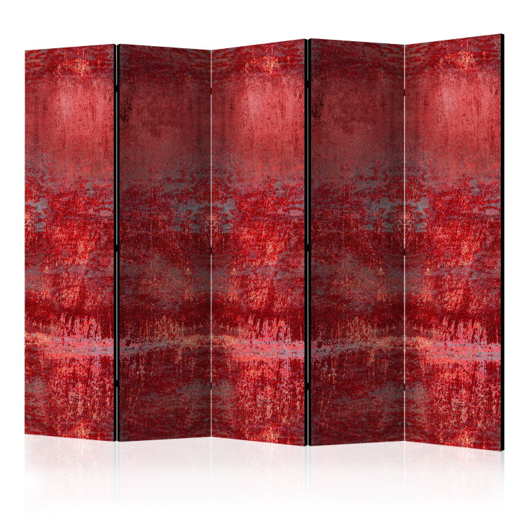 Room Divider Screen Carmine Concert II - metal texture on a red background in a retro style 123018
