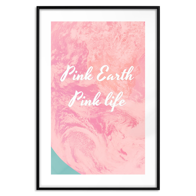 Poster Pink Earth, Pink Life - white English text on pink texture 123218 additionalImage 15