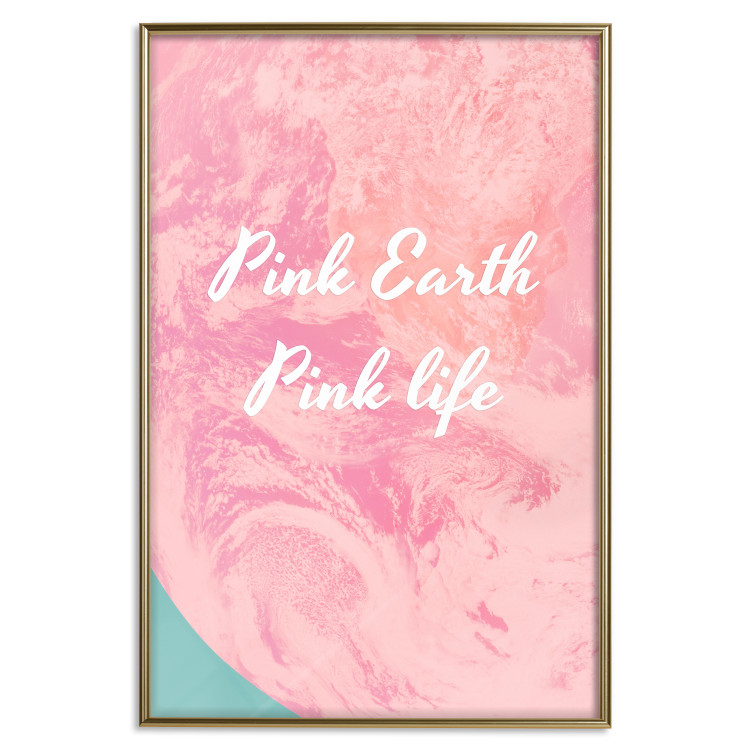 Poster Pink Earth, Pink Life - white English text on pink texture 123218 additionalImage 16
