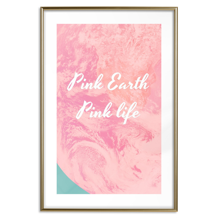 Poster Pink Earth, Pink Life - white English text on pink texture 123218 additionalImage 14