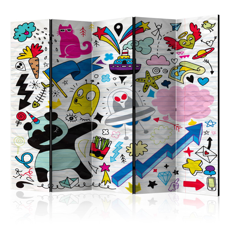 Room Divider Screen Energetic Panda II - fanciful drawings of animals on a sheet 124018
