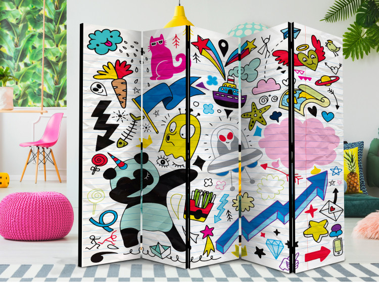 Room Divider Screen Energetic Panda II - fanciful drawings of animals on a sheet 124018 additionalImage 4