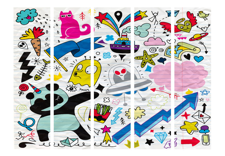 Room Divider Screen Energetic Panda II - fanciful drawings of animals on a sheet 124018 additionalImage 3