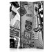 Room Divider Roads to Manhattan (3-piece) - black and white road signs and city 124218