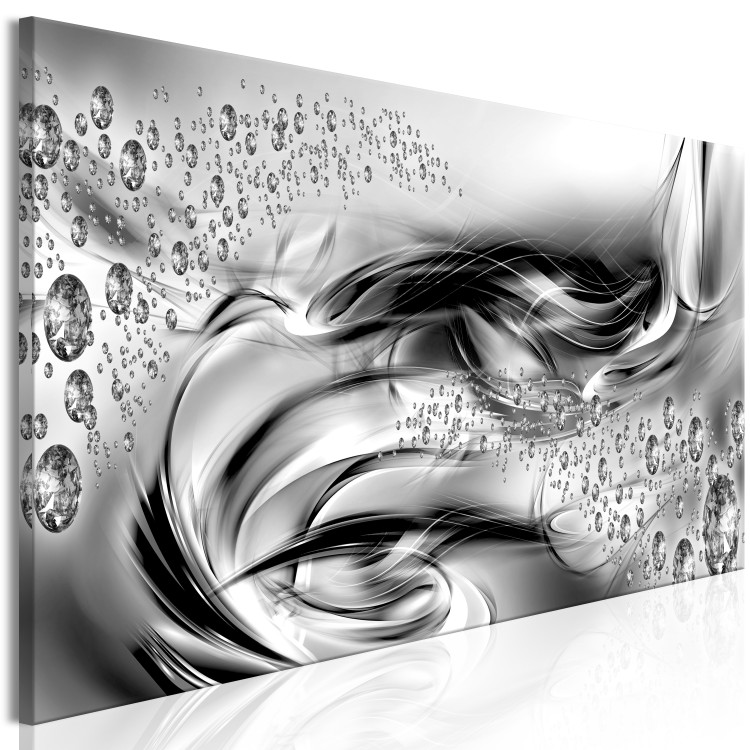 Canvas Print Ice-Bound Lake (1-part) narrow - abstract silver patterns 129418 additionalImage 2