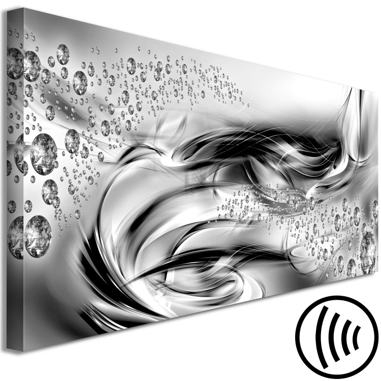 Canvas Print Ice-Bound Lake (1-part) narrow - abstract silver patterns 129418 additionalImage 6