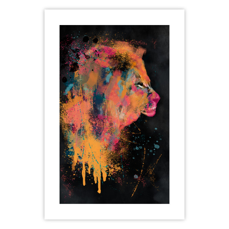 Poster Lion's Moods - abstract animal in a multicolored watercolor motif 130518 additionalImage 25
