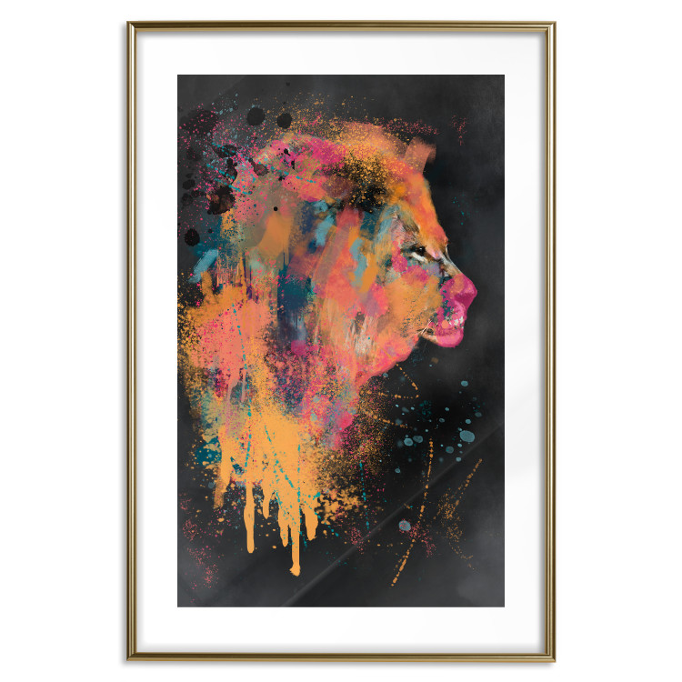 Poster Lion's Moods - abstract animal in a multicolored watercolor motif 130518 additionalImage 16