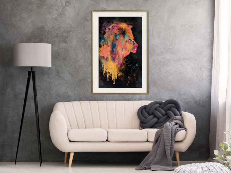 Poster Lion's Moods - abstract animal in a multicolored watercolor motif 130518 additionalImage 22