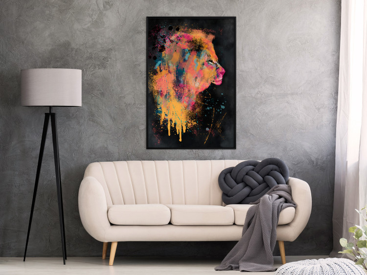 Poster Lion's Moods - abstract animal in a multicolored watercolor motif 130518 additionalImage 4
