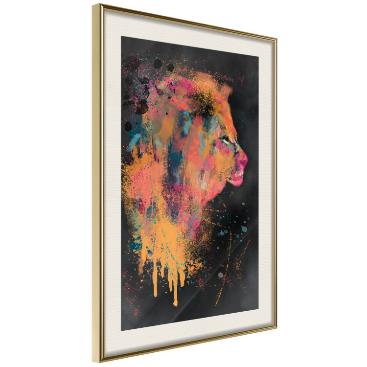 Poster Lion's Moods - abstract animal in a multicolored watercolor motif 130518 additionalImage 3
