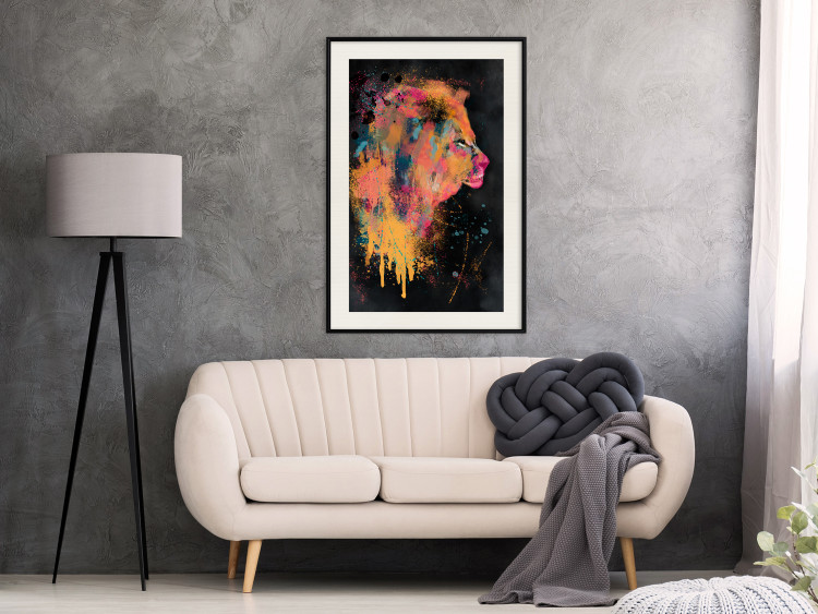Poster Lion's Moods - abstract animal in a multicolored watercolor motif 130518 additionalImage 24
