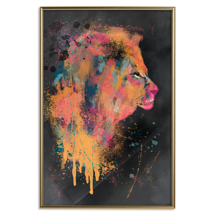 Poster Lion's Moods - abstract animal in a multicolored watercolor motif 130518 additionalImage 17