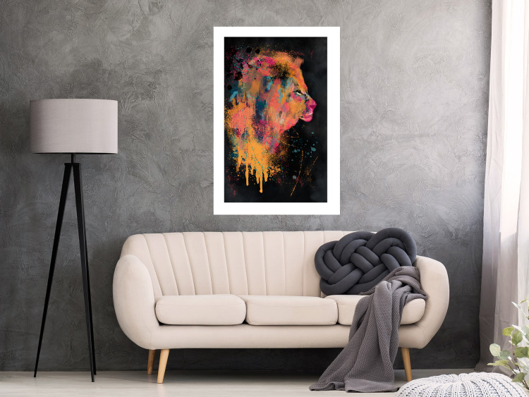 Poster Lion's Moods - abstract animal in a multicolored watercolor motif 130518 additionalImage 3