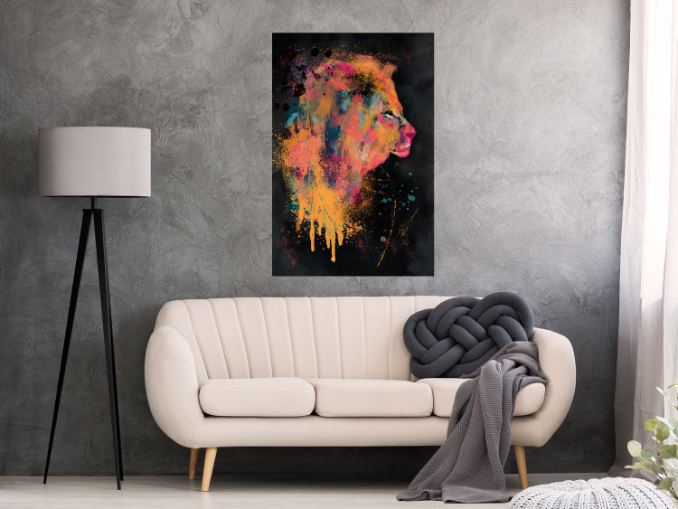 Poster Lion's Moods - abstract animal in a multicolored watercolor motif 130518 additionalImage 2