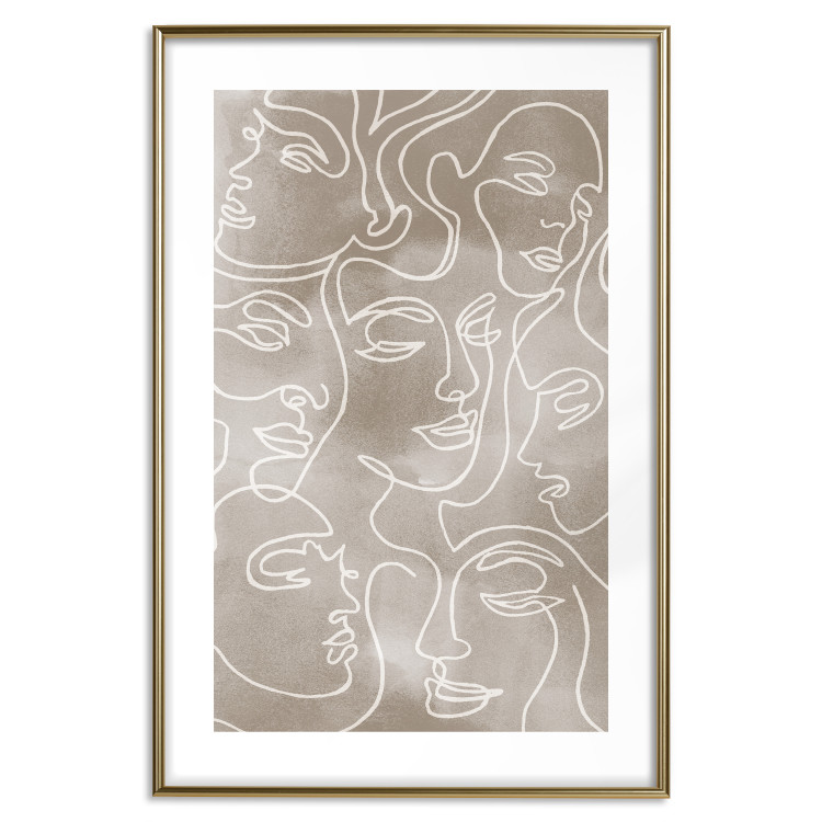 Wall Poster Unity in Diversity - abstract line art of figures on a beige background 130818 additionalImage 20