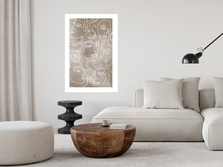 Wall Poster Unity in Diversity - abstract line art of figures on a beige background 130818 additionalImage 5