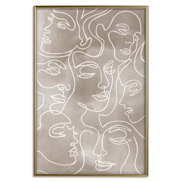 Wall Poster Unity in Diversity - abstract line art of figures on a beige background 130818 additionalImage 20