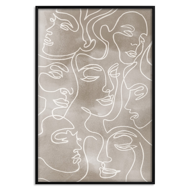 Wall Poster Unity in Diversity - abstract line art of figures on a beige background 130818 additionalImage 19