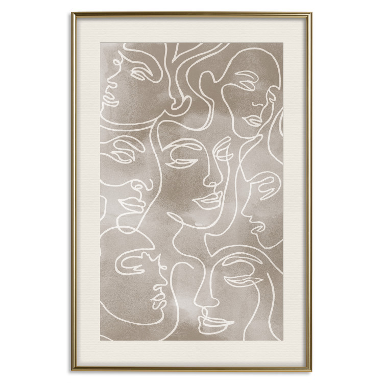 Wall Poster Unity in Diversity - abstract line art of figures on a beige background 130818 additionalImage 22