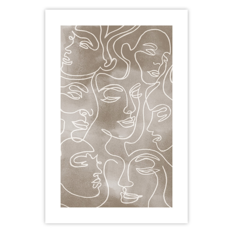Wall Poster Unity in Diversity - abstract line art of figures on a beige background 130818 additionalImage 25