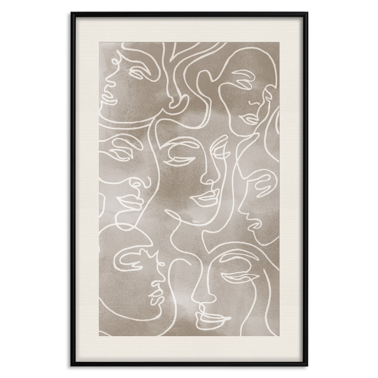 Wall Poster Unity in Diversity - abstract line art of figures on a beige background 130818 additionalImage 21