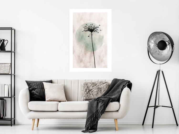 Wall Poster Autumn Evening - black dandelion flower on a light background with a large circle 131818 additionalImage 3