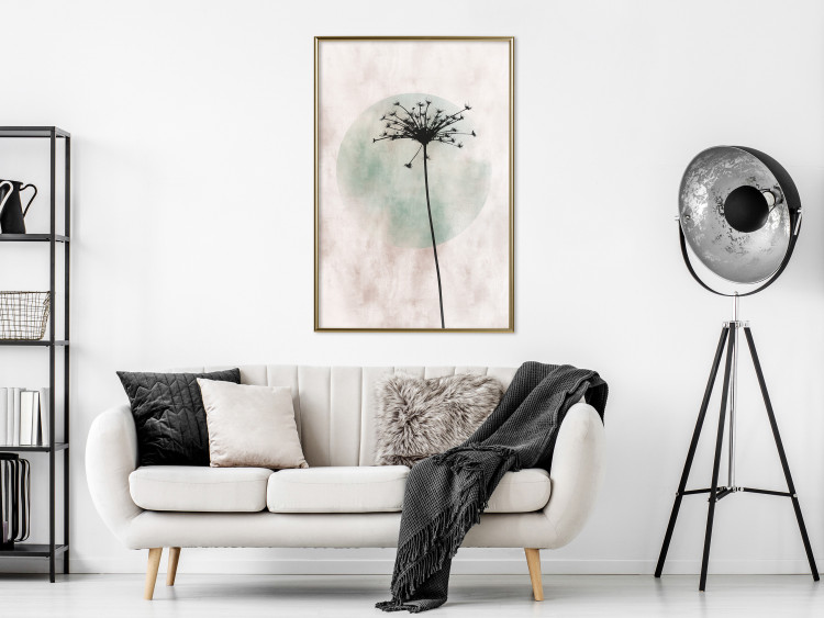Wall Poster Autumn Evening - black dandelion flower on a light background with a large circle 131818 additionalImage 5