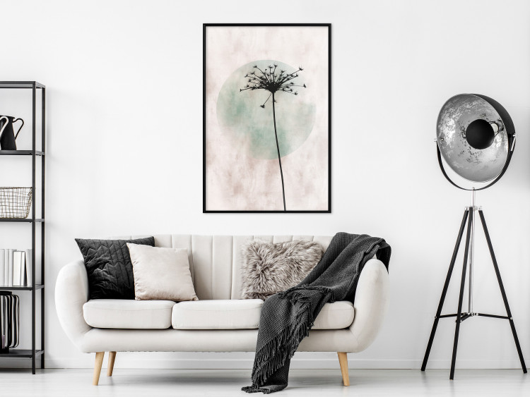 Wall Poster Autumn Evening - black dandelion flower on a light background with a large circle 131818 additionalImage 4