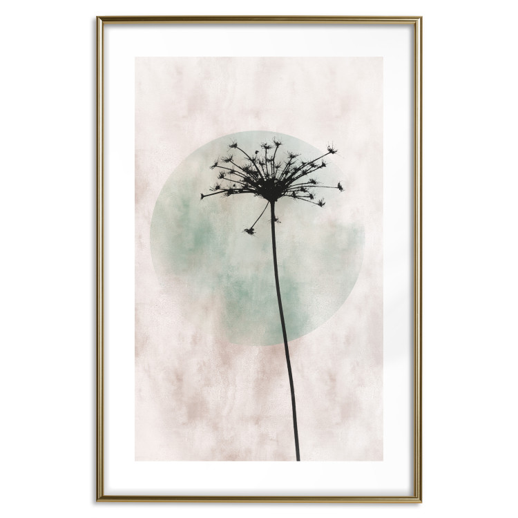 Wall Poster Autumn Evening - black dandelion flower on a light background with a large circle 131818 additionalImage 14