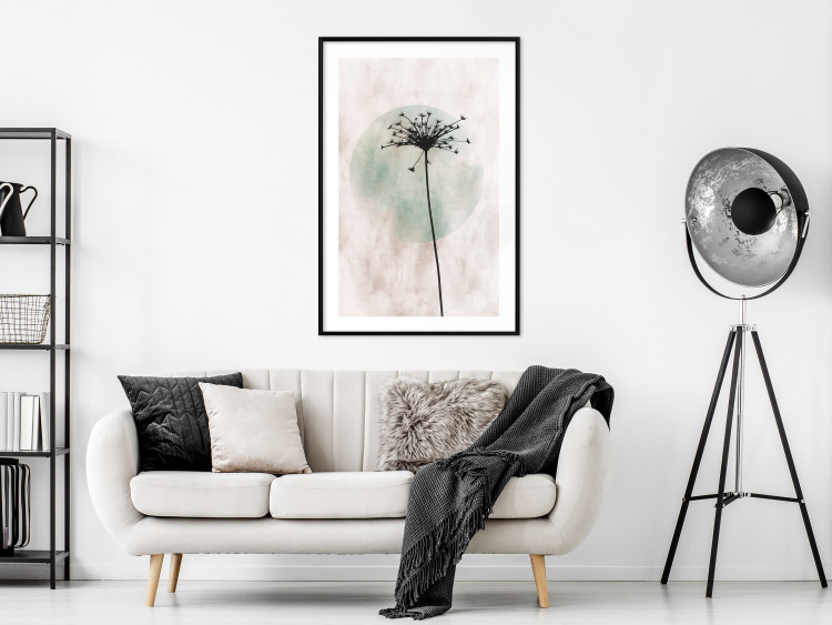 Wall Poster Autumn Evening - black dandelion flower on a light background with a large circle 131818 additionalImage 18