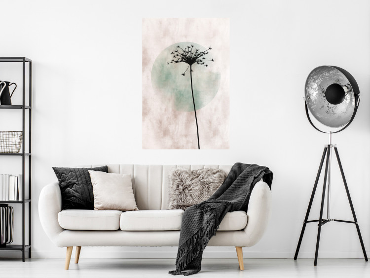 Wall Poster Autumn Evening - black dandelion flower on a light background with a large circle 131818 additionalImage 2