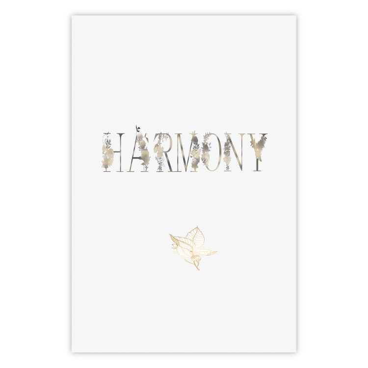 Poster Harmony - golden English text on a contrasting light background 131918