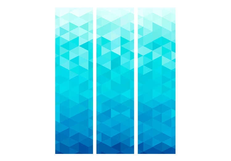 Folding Screen Azure Pixel (3-piece) - geometric background in blue 132718 additionalImage 3